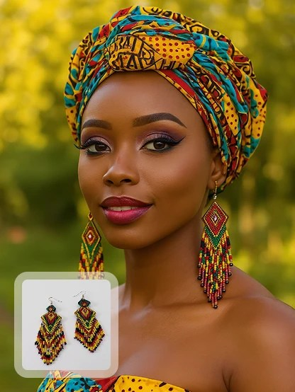 Headscarf and jewelry composition